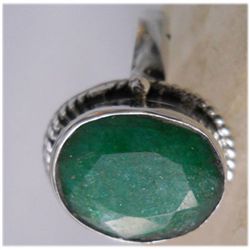 Natural 20.80 ctw Emerald Oval Ring .925 Sterling