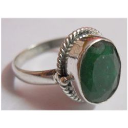 Natural 20.20 ctw Emerald Ring .925 Sterling Silver