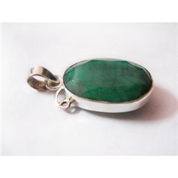 Natural 26.55 ctw Emerald Oval Pendant .925 Sterling