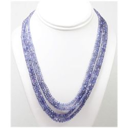 Tanzanite pillet beads 4 rows 306.55 ctw Necklace