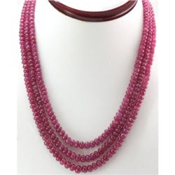 Natural Ruby Round  367.73 CTS. Beads Necklace w/brass