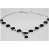 Image 1 : NATURAL 22.79 GRAMS EMERALD OVAL NECKLACE .925 STERLING