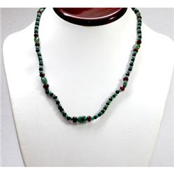 Natural 94.39 ctw Emerald Ruby Sapphire Bead Necklace