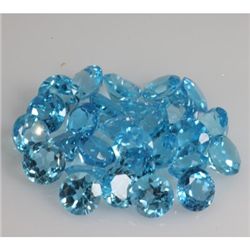 Natural Blue Topaz Round Cut 8x8mm 28 pcs 68 ctw