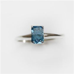 Natural 3.35 ctw Blue Topaz Emerald .925 Sterling Ring