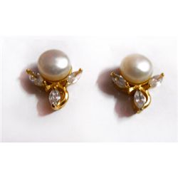 Natural 30.50 ct Pearl Earrings .925 Sterling w/ Bronze