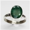 Image 1 : NATURAL 3.24 GRAMS EMERALD OVAL RING .925 STERLING SILV