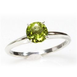 Natural 1.75ctw Peridot Round .925 Sterling Silver Ring