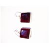 Image 1 : Natural 69.05 ctw Ruby Square Earrings .925 Sterling