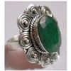 Image 1 : Natural Emerald Oval .925 Sterling Silver Ring