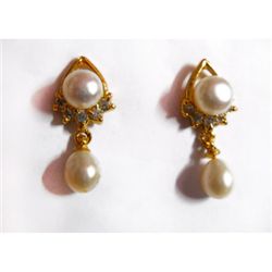 Natural 23.25 ct Pearl Earrings .925 Sterling w/ Bronze