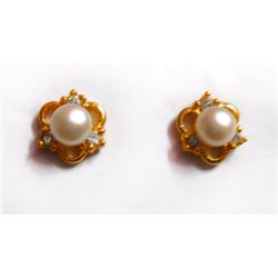 Natural 17.55 ct Pearl Earrings .925 Sterling w/ Bronze