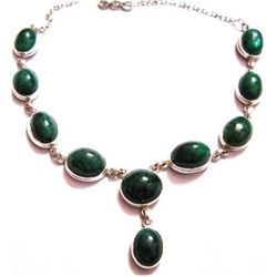Natural 35g Emerald .925 Sterling Silver Necklace