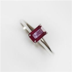 Natural 3.25 ctw Ruby Emerald Cut .925 Sterling Ring