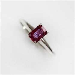 Natural 4.75 ctw Garnet Emerald Cut .925 Sterling Ring