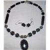 Image 4 : CUSTOM MADE STERLING SILVER ONYX NECKLACE WITH EARRINGS