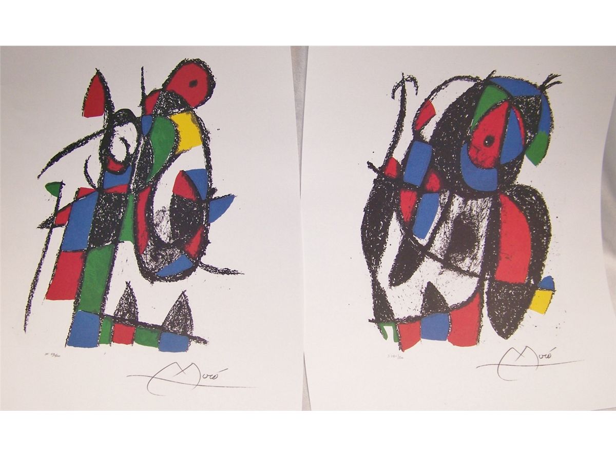 (2X) JOAN MIRO UNFRAMED ORIGINAL LITHOGRAPHS.