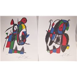 (2X$) JOAN MIRO UNFRAMED ORIGINAL LITHOGRAPHS.