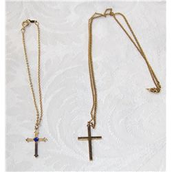 Pair of Goldtone Necklaces & Cross Pendants