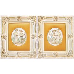 Pair of Ornately Framed Porcelain Plaques.
