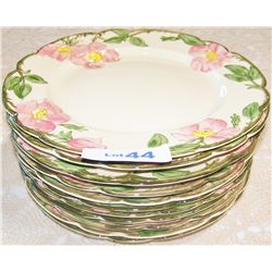 Twelve Franciscan Desert Rose Dinner Plates.