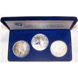SET OF THREE 90% SILVER  DOLLARS.