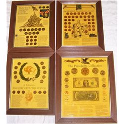 (4X$) COIN COLLECTIONS. INCLUDING SILVER NICKELS & U.S CURRENCY.