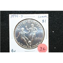 1994-D US World Cup Soccer Commerative $1 Coin, BU