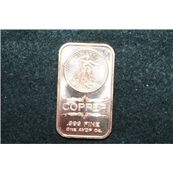 2012 Copper Ingot, .999 Fine 1 Oz.