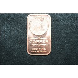 2012 Copper Ingot, .999 Fine 1 Oz.