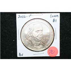 2006-P US Benjamin Franklin Tercentennial-Continental Currency Commerative $1 Coin, BU