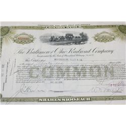 The Baltimore and Ohio Railroad Co. Stock Certificate Dated 1938