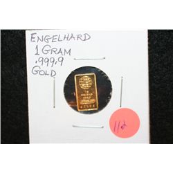 Engelhard Gold Ingot, 999.9 Fine Gold 1 Gram