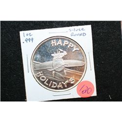 2007 Happy Holidays Silver Round, .999 Fine Silver 1 Oz.
