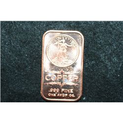2012 Copper Ingot, .999 Fine 1 Oz.