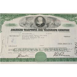 American Telephone and Telegraph Co. Stock Certificate Dated 1971