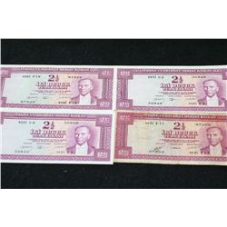 Turkey 2 1/2 Iki Bucuk Turk Lirasi Foreign Bank Note, Lot of 4