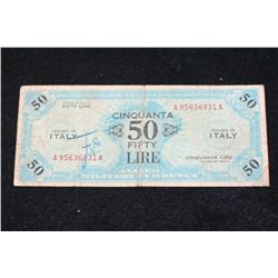 1943 Italy Fifty (50) Lire Allied Military Currency