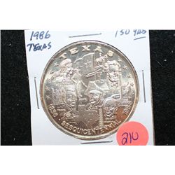1986 Texas Sesquisentennial Silver Round, .999 Fine Silver 1 Oz.; The Lone Star State