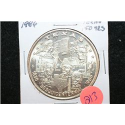 1986 Texas Sesquisentennial Silver Round, .999 Fine Silver 1 Oz.; The Lone Star State