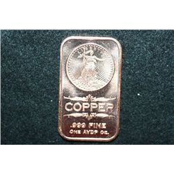 2012 Copper Ingot, .999 Fine 1 Oz.