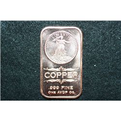 2012 Copper Ingot, .999 Fine 1 Oz.