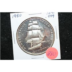 1980 The International Silver Trade Unit; U.S.S. Constitution-Honest Value Never Fails, .999 Fine Si
