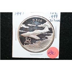 1991-S Republic of The Marshall Islands $50 Coin-D520 Bomber; .999 Fine 1 Oz.
