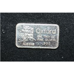 Oxford Silver Ingot-Alaska; .999 Fine Silver 1 Oz.