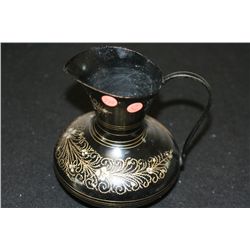 Metal Milk Pitcher W/Floral Design
