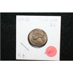 1949-D Jefferson Nickel, Toned Gem, BU
