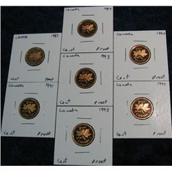 745. 1983, 84, 90, 91, 93, 94 & 95 Canada Proof Cents.