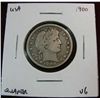 Image 1 : 1582. 1900 Barber Quarter. VG.