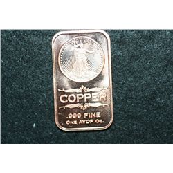 2012 Copper Ingot, .999 Fine 1 Oz.